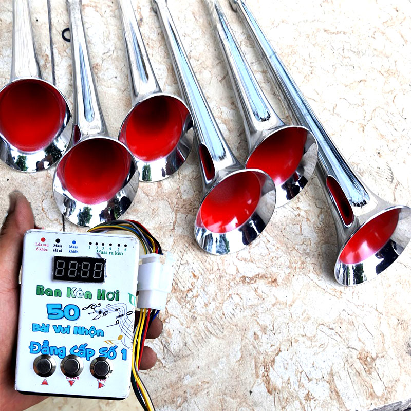 Basuri Việt Nam Còi hơi 6 loa 50 bài 12v-24v dễ lắp đặt kènMixSound Melody Còi hơi xe tải