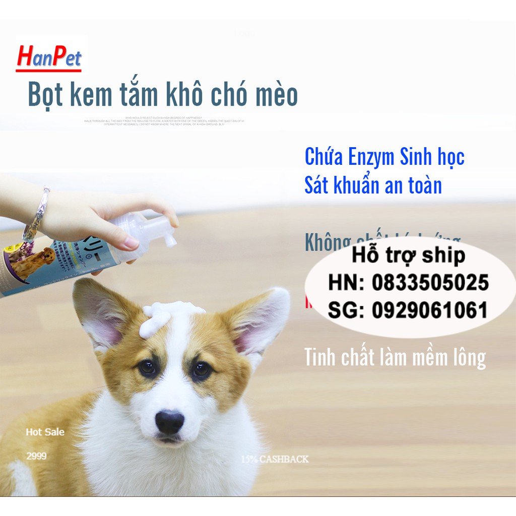 Doremiu Bọt tắm khô chó mèo chuột hamster (Bọt kem tắm Hàng Nhật bản) chai 100ml bọt tắm khô thú cưng không cần nước