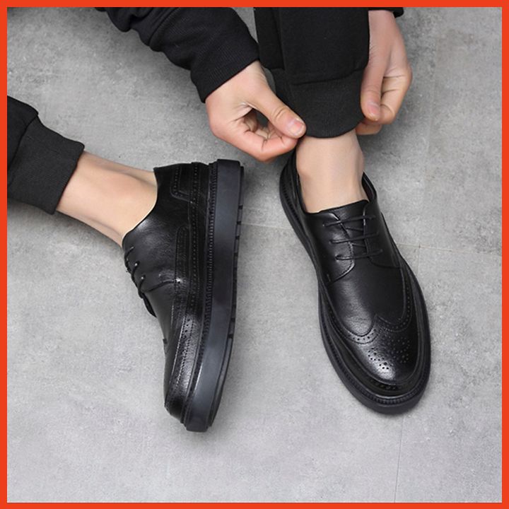 Giày Tây Nam Cao Cấp Da Thật, Giày Da Nam Kiểu Sneaker Buộc Dây Thời Trang Hàn Quốc (BẢO HÀNH 12 THÁNG)