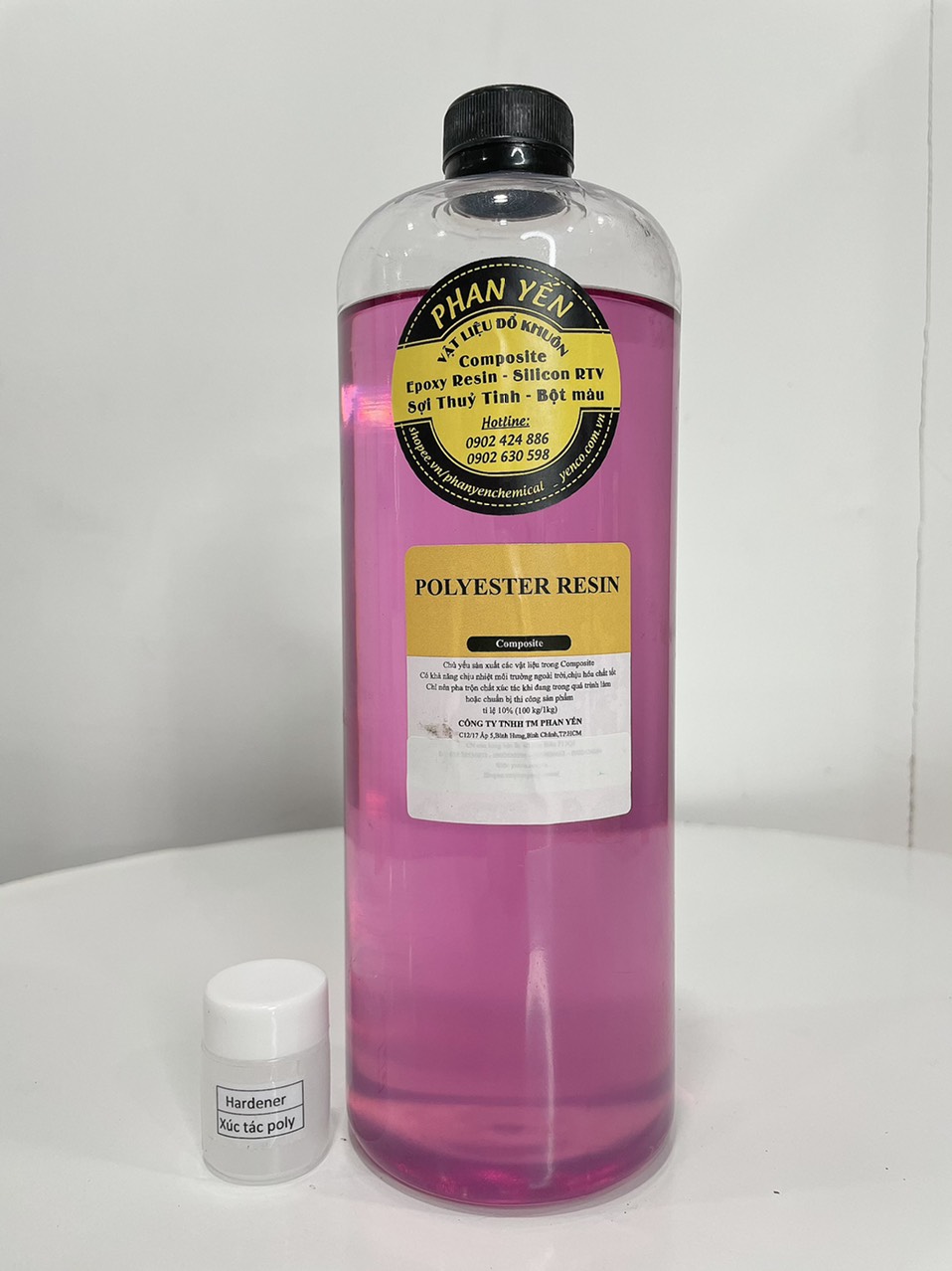 Nhựa Polyester Composite,Keo Poly hồng,keo dán ghe tàu thuyền,1kg tặng kèm xức tác,giá sỉ