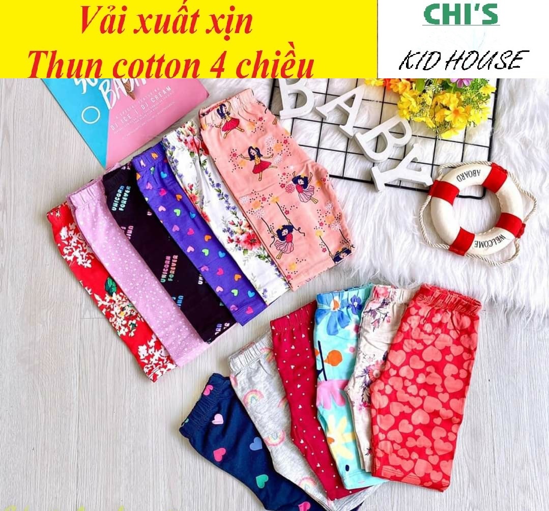 [HÀNG TUYỂN CHỌN] QUẦN LEGGING LỬNG / QUẦN LỬNG HỌA TIẾT VẢI XUẤT THUN COTTON 4 CHIỀU CHO BÉ 9-41kg