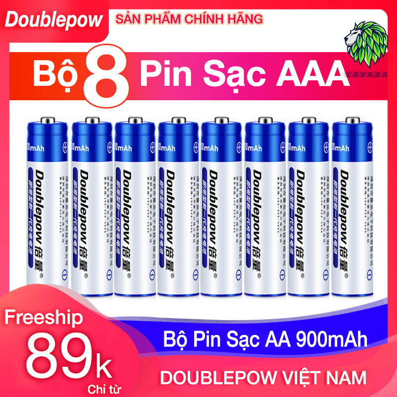 Bộ 8 pin sạc AAA 900mAh Doublepow - Pin đũa sạc AAA - Pin 3A Cho remote điểu khiển tivi, điều hòa, quạt, và các thiết bị điện tử