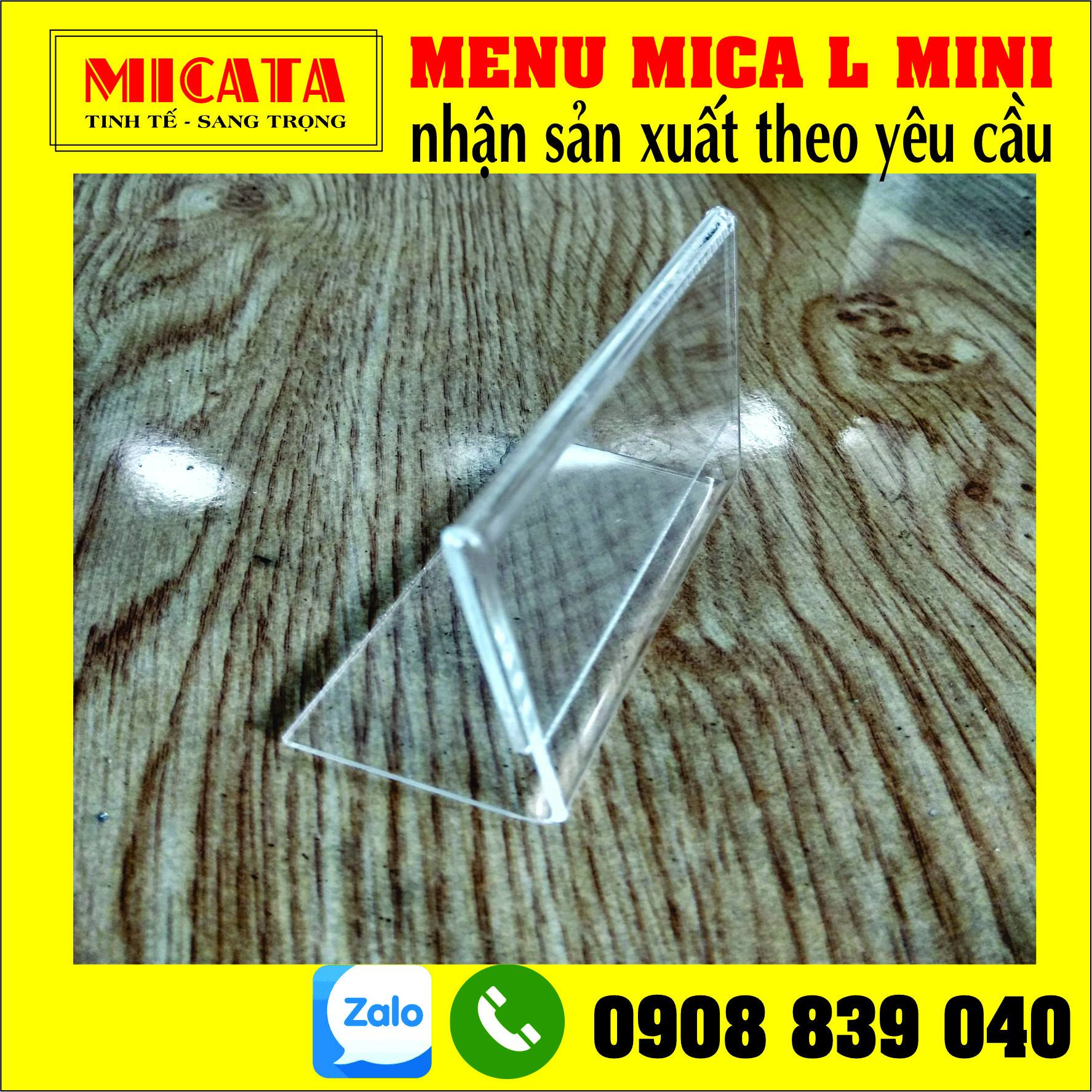 Menu mica l mini nhiều kích thước