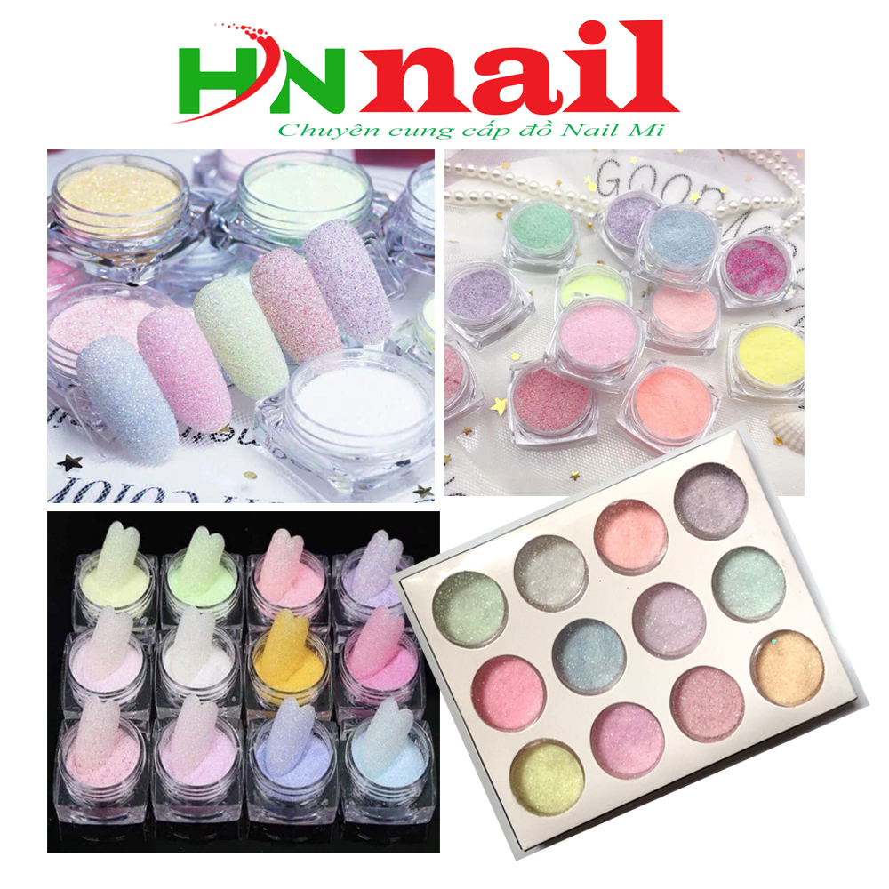 Sét cát rắc 12 màu trang trí móng làm nail phun xăm shop hnnail