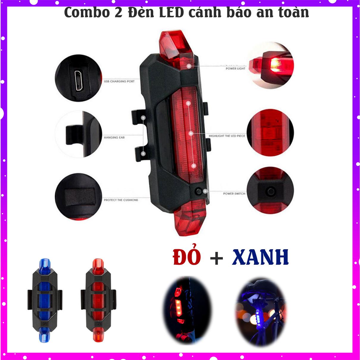 [VIDEO Thực Tế] Combo 2 Đèn LED cảnh báo phía sau xe đạp giúp An toàn đi ban đêm (Xanh và Đỏ) KAVISOTA