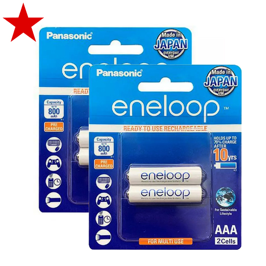 Combo 2 vỉ pin sạc AAA Panasonic Eneloop 800mAh chính hãng