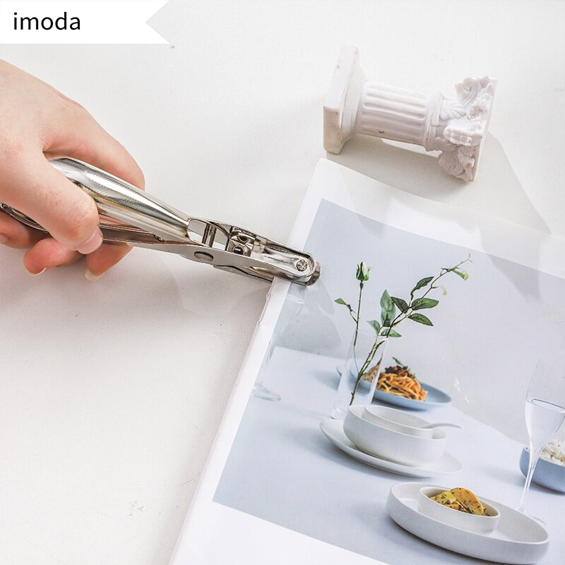 Imoda 1 cái lỗ đơn đục lỗ kim loại màu bạc giấy kiểm tra vé lỗ đục lỗ 6mm bằng nhựa đục lỗ