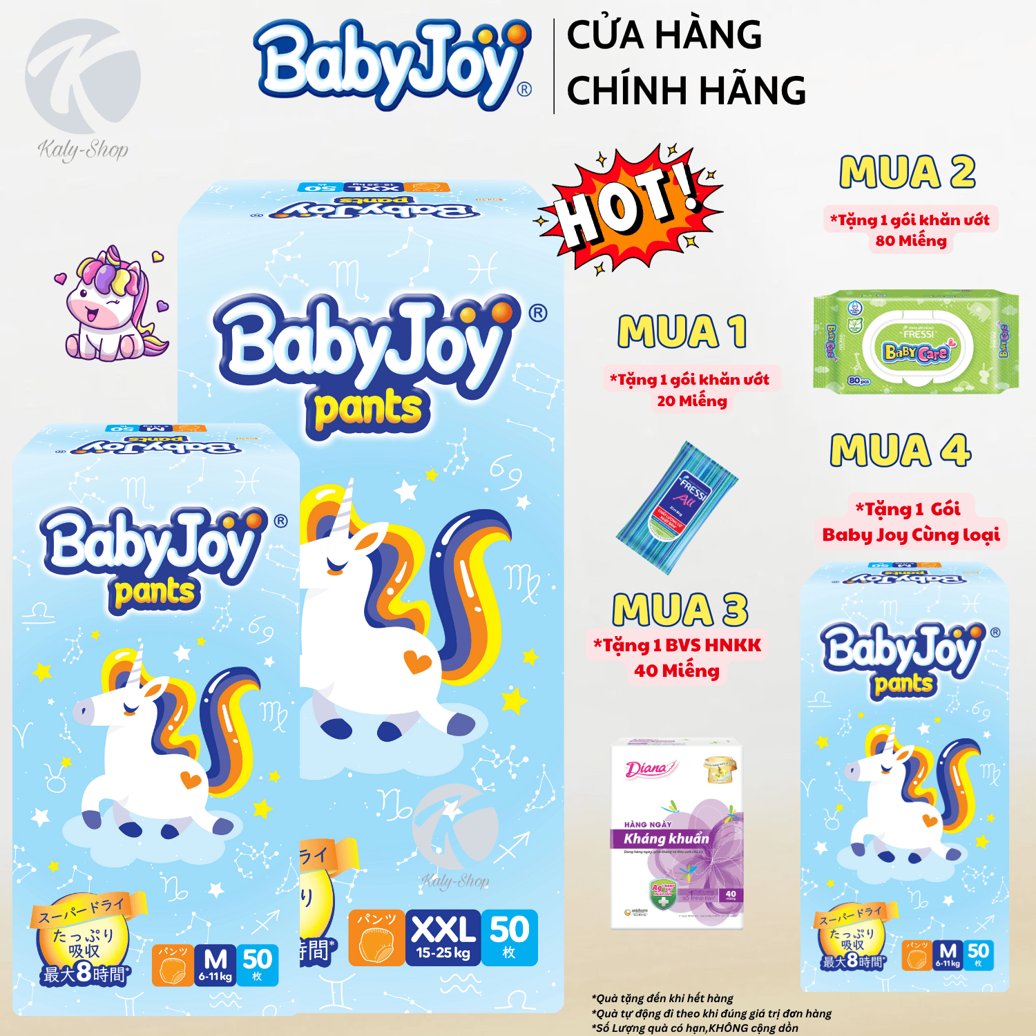 Tã Quần Bobby Baby Joy Siêu Thấm Chính Hãng Size M/L/XL/XXL 50 Miếng