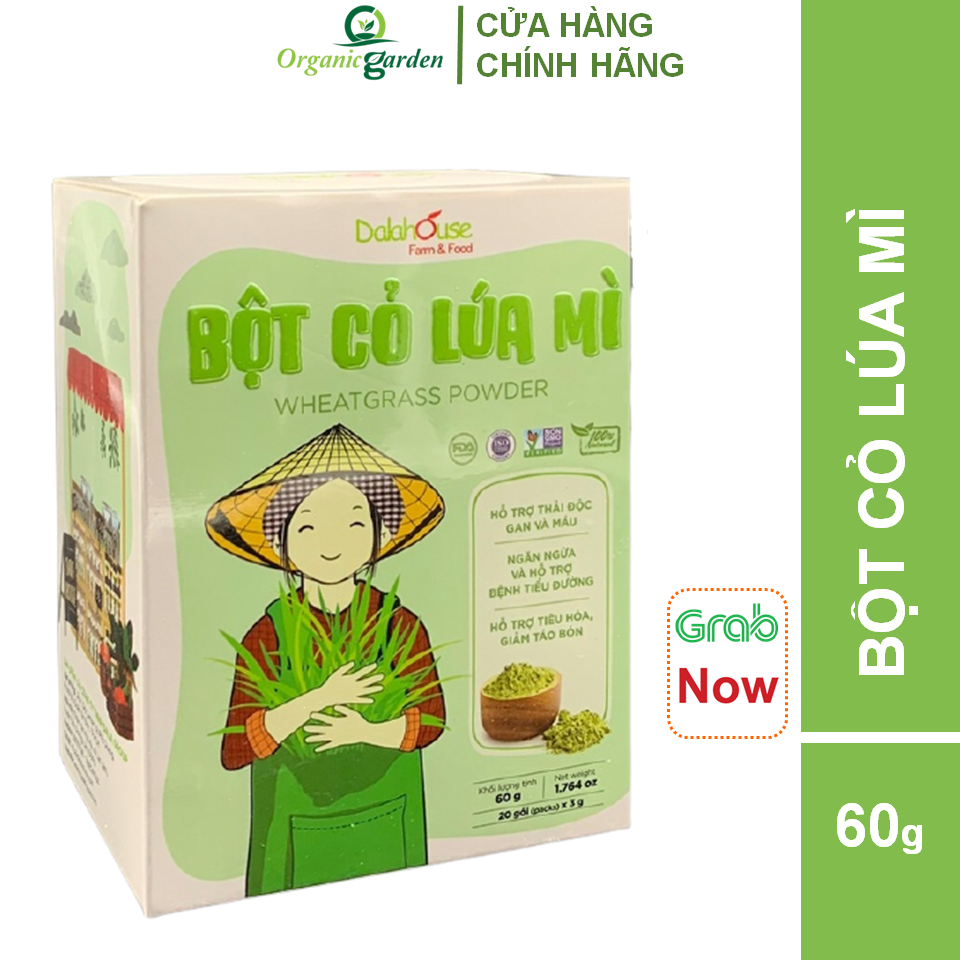 Combo 2 hộp bột cỏ lúa mì hữu cơ Dalahouse nguyên chất sấy lạnh 60gr tốt cho tim mạch