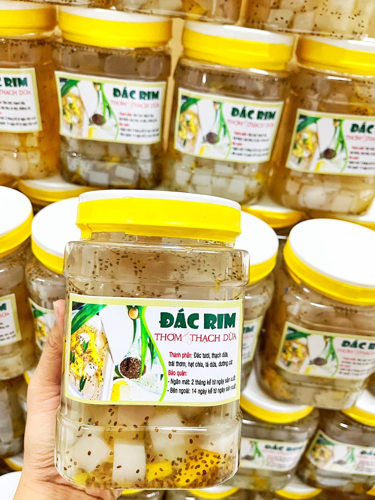 Hủ 1 kg đác rim thơm mix hạt chia thạch dừa thơm ngon- đồ ăn vặt