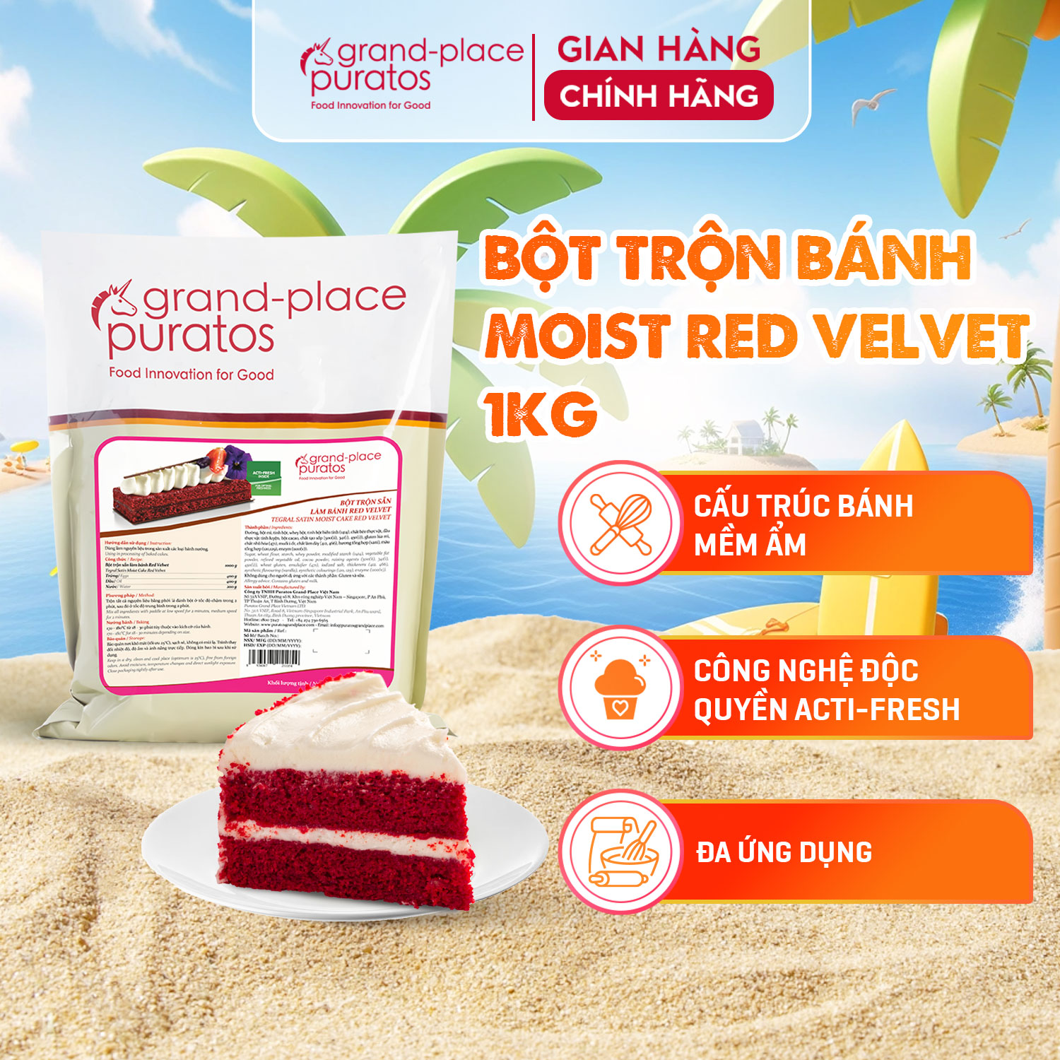Bột trộn sẵn làm bánh red velvet puratos grand-place vn -1kg