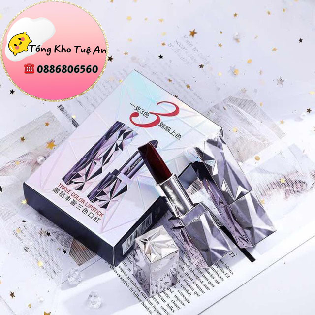 Son 3 màu ANSEL chống nước lâu trôi son lì có dưỡng son môi kim cương son môi 3 màu đẹp