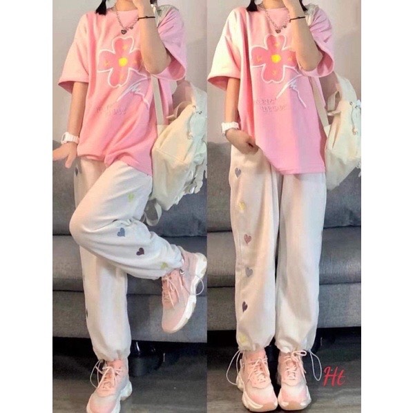 Bộ áo hoa bốn lá+quần bom tím HT12, Thời trang nữ, Đồ bộ, Sét quần áo, Sét đẹp, Sét nữ, Sét đồ nữ, Sét bộ nữ quần ống rộng, Sét đồ nữ cá tính