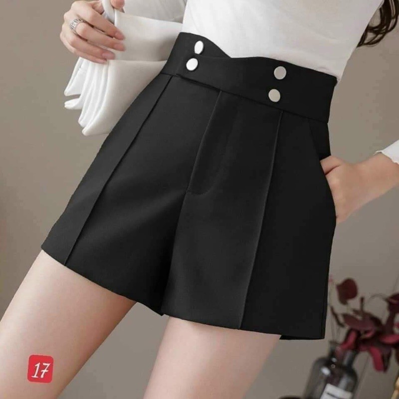 Freeship - quần short cạp cao cạp chéo 4 khuy vải tuyết mưa cao cấp quần sooc nữ lưng cao cạp chéo HALA FASHION