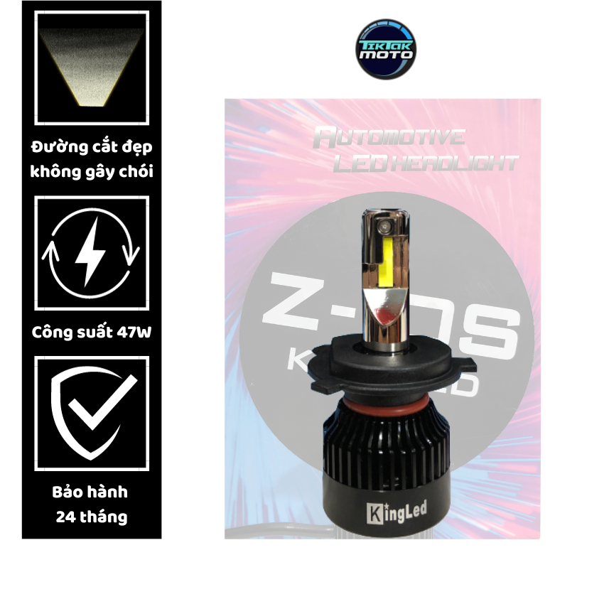 Đèn led xe máy Kingled Z10S siêu sáng chân H4 wave sirius vision 47W 6200 lumen TikTakMoto