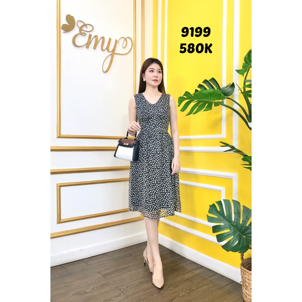 Đầm emy em9199 xoè cổ v sát nách