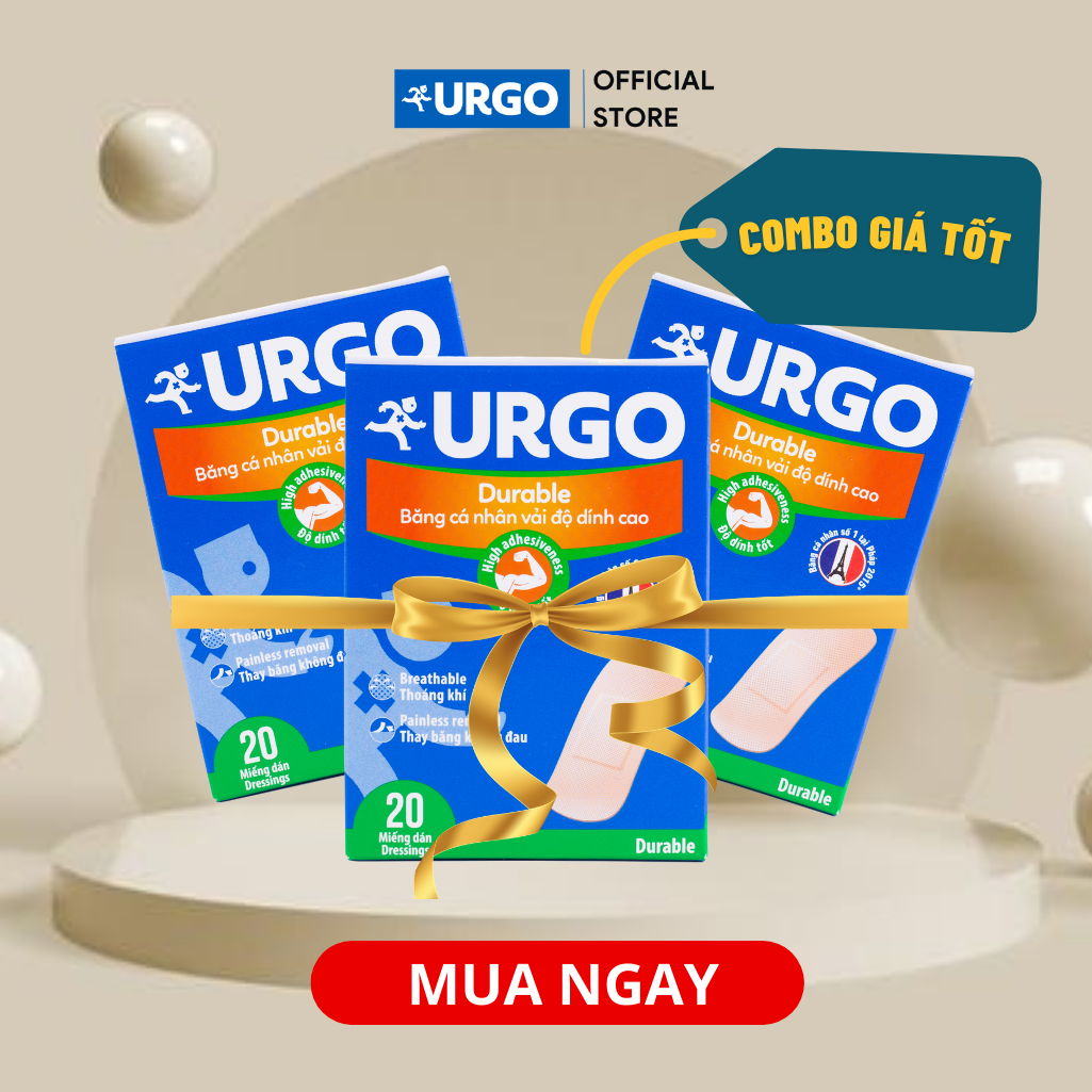 Combo 3 hộp Băng cá nhân vải Urgo Durable