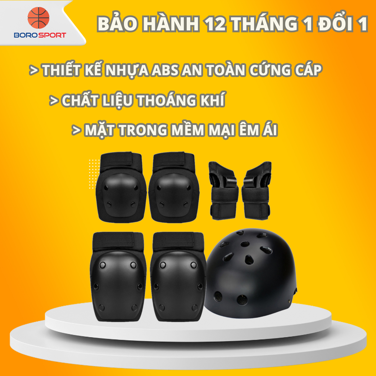 Bộ giáp bảo hộ trượt patin bảo hành 12 tháng bảo hộ xe đạp gồm 4 món tay gối khủy tay và nón cleacco bgbhtp boro sport