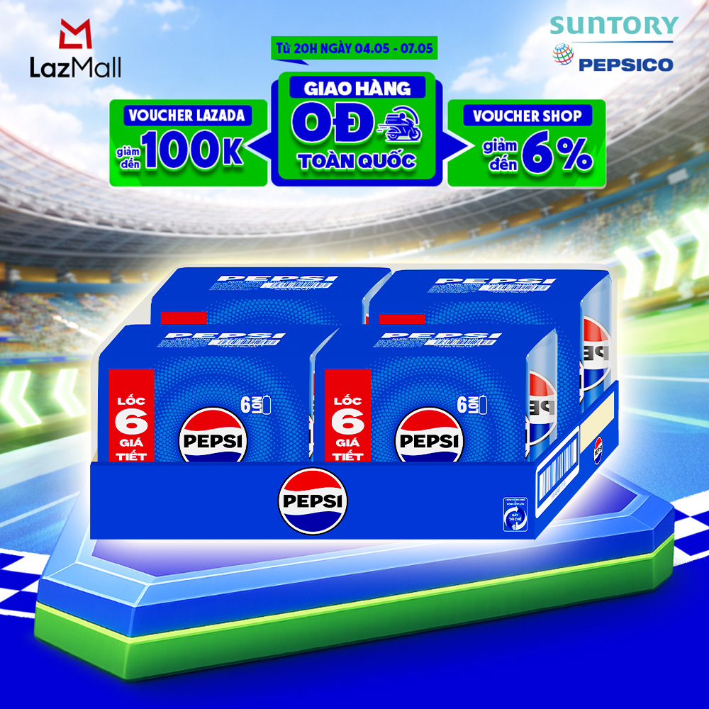 Thùng 24 Lon Nước Ngọt Giải Khát Có Gaz Pepsi (235ml/lon)