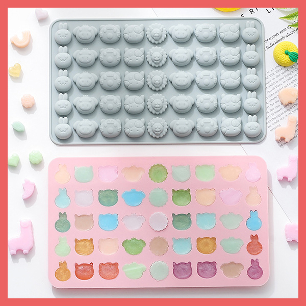 Khuôn silicon làm chip chip, thạch hình đầu thú thỏ mèo heo sư tử đáng yêu