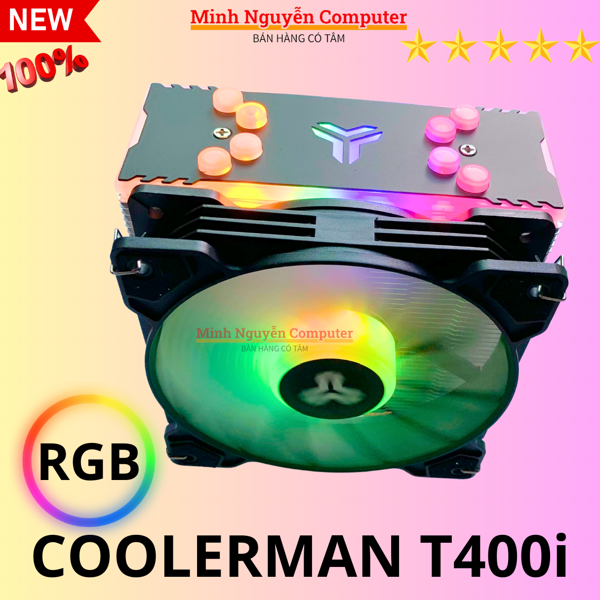 Tản nhiệt khí, tản nhiệt cpu coolerman t400i mã mới, hỗ trợ full socket 2011, lga1200, lga1700 - led rgb