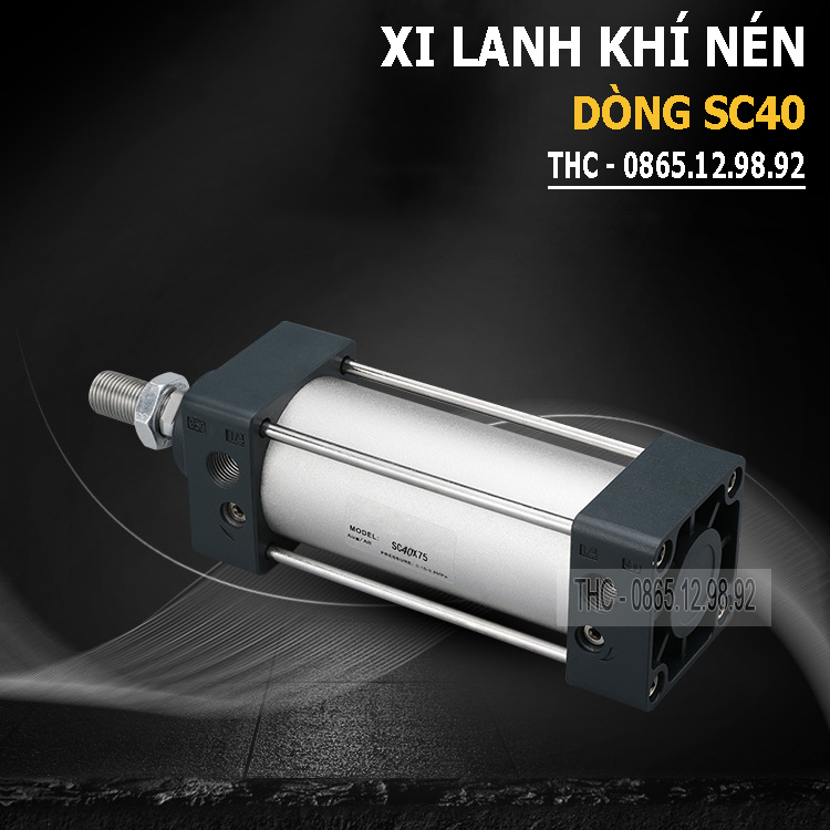 Xi lanh khí nén vuông chất lượng cao. piston ø40mm. xy lanh khí nén sc40. ben hơi vuông hai chiều. hành trình ty 25 - 1000mm.