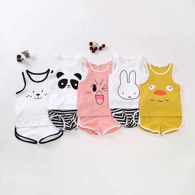 Sét 5 bộ sát nách quần đùi kẻ đáng yêu