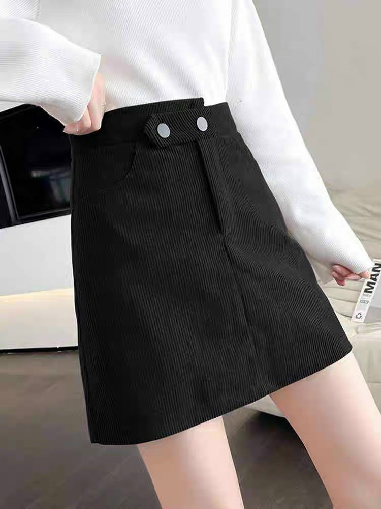 Chân Váy Chữ A 2 Nút Kèm Lót Vải Nhung Tăm  Gân dày Dặn Công Sở QN