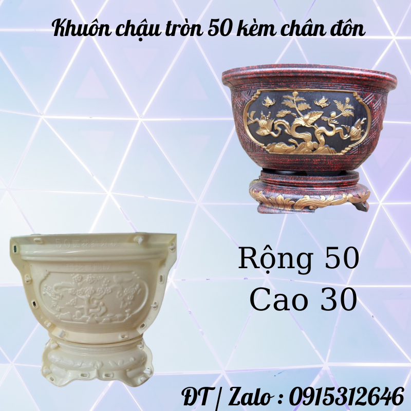 Khuôn Đúc Chậu Tròn 50cm kèm chân đôn [Khuôn có lòng trong dễ dàng sử dụng, nhựa ABS siêu bền]