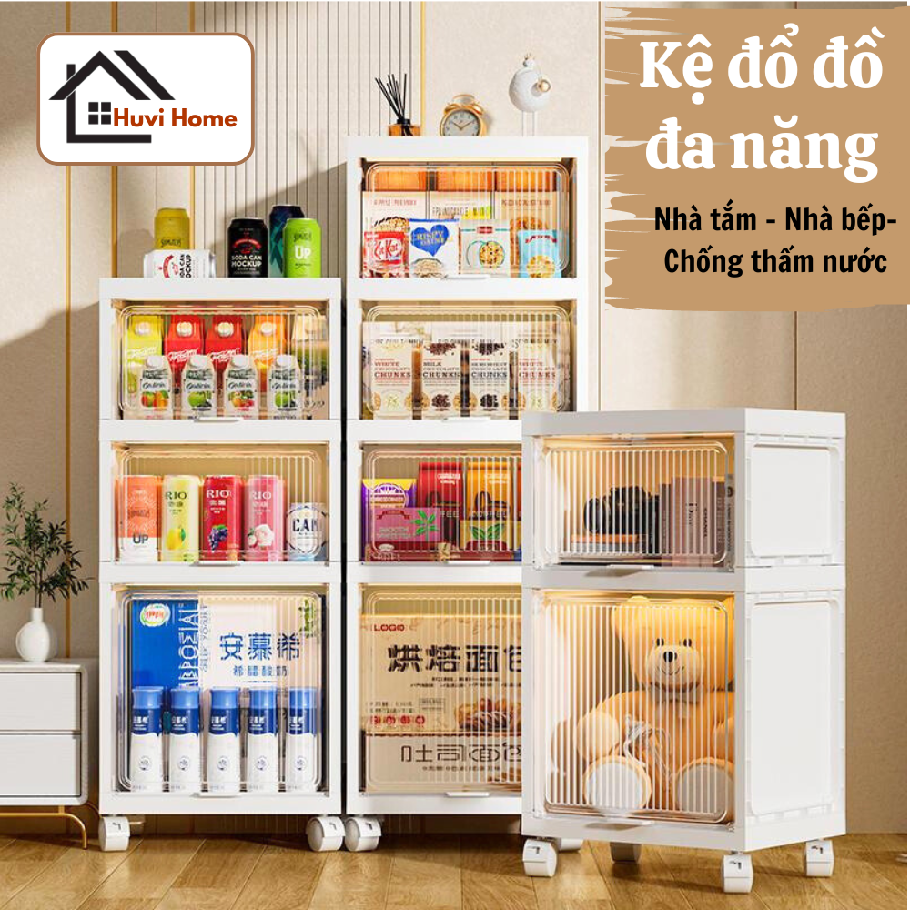 Tủ đựng đồ nhà tắm tiện lợi gấp gọn, có bánh xe xoay 360 độ di chuyển nhẹ nhàng, kệ nhà vệ sinh chất liệu nhựa PP cao c