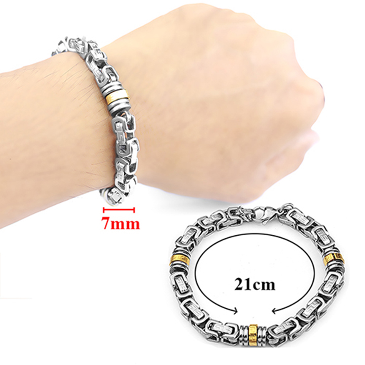 [Hoàn tiền 6%]Lắc tay nam inox thời trang kiểu ziczac vạn lý trường thành trangsucpt màu trắng mạ vàng trangsucpt thép không gỉ PTLTNA120