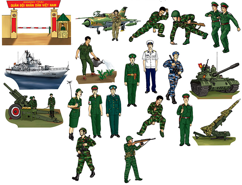 Thẻ học doanh trại bộ đội , giáo cụ mầm non
