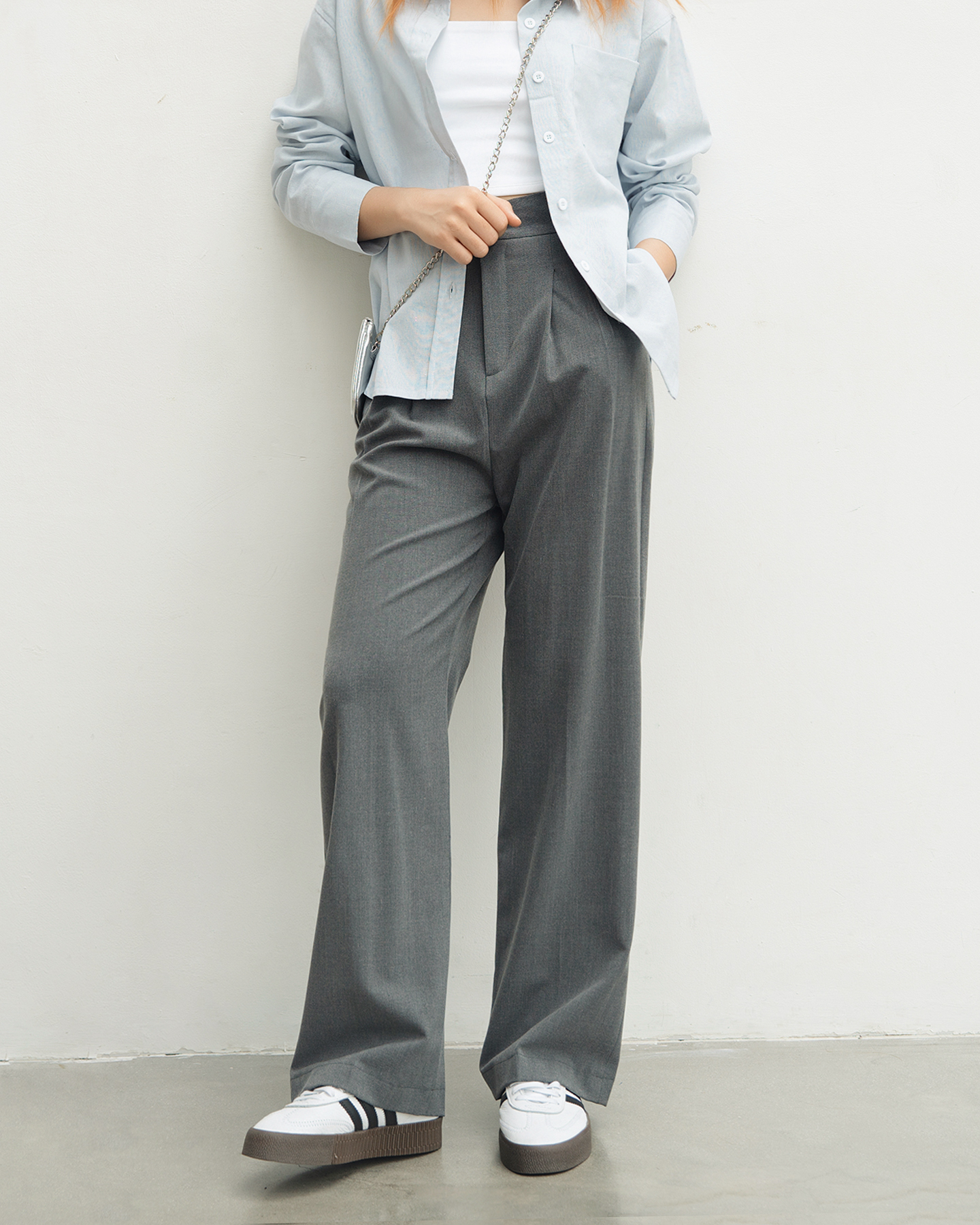 Quần suông dài ống rộng cạp cao chiết li đôi Pleated Pants - ufo.thebasic
