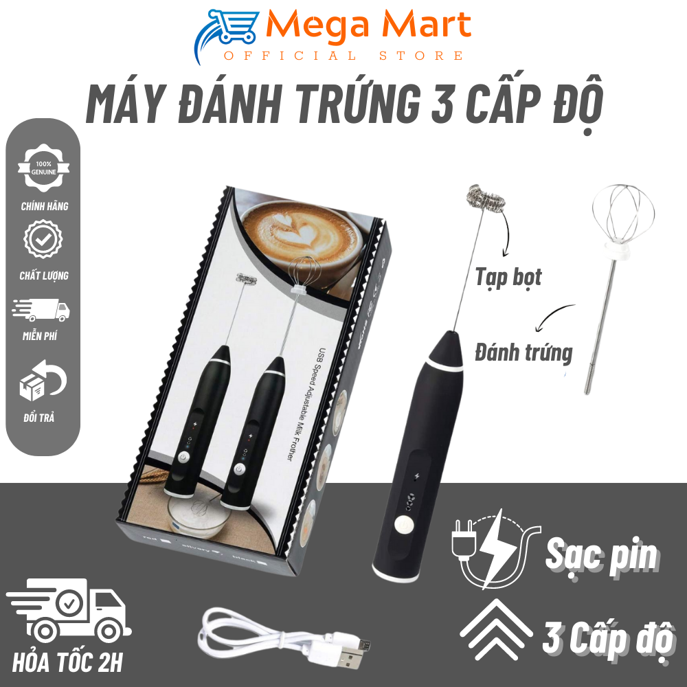 Máy Tạo Bọt Sữa Pha Cafe Chạy Pin Sạc 3 Cấp Độ Nhỏ Gọn Sang Trọng , Máy Đánh Trứng Tạo Bọt Cafe Làm Capuchino - Máy đánh trứng tạo bọt sokany sạc usb dễ dàng sử dụng