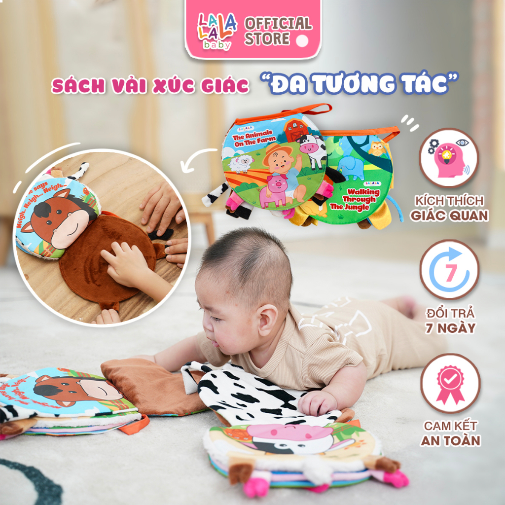 Sách vải the Animals on the farm Lalala baby đa tương tác lật mở sột soạt thu vị