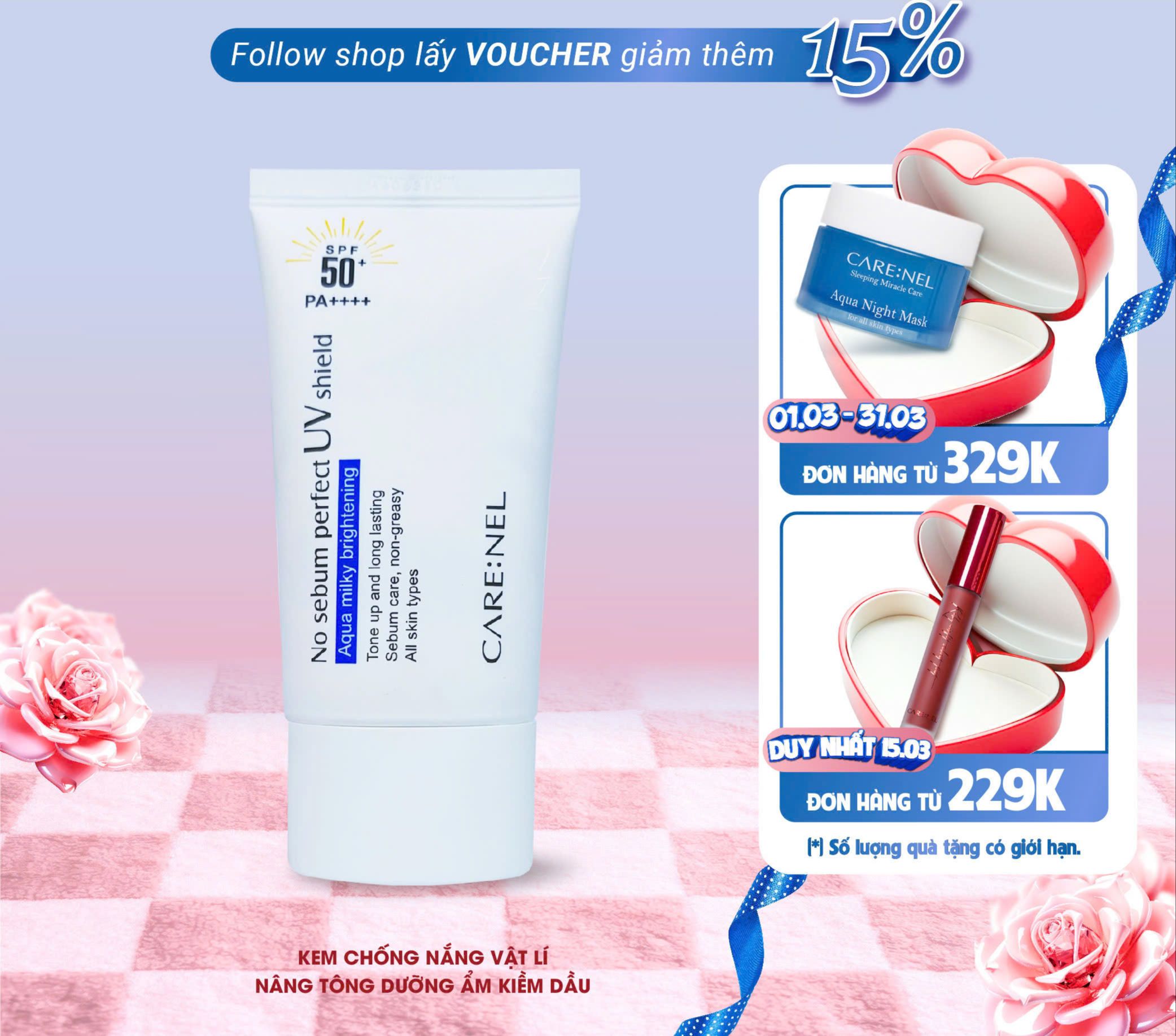 Kcn Care:Nel No Sebum Perfect Uv Shield Spf50+ Pa++++ 50ml Oil-Control Tone-Enhancing Sunscreen