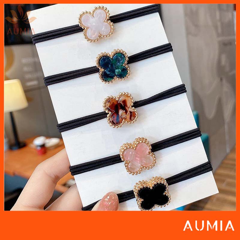 Dây buộc tóc nịt buộc tóc  Hàn Quốc cỏ 4 lá Aumia CHUNTOC04