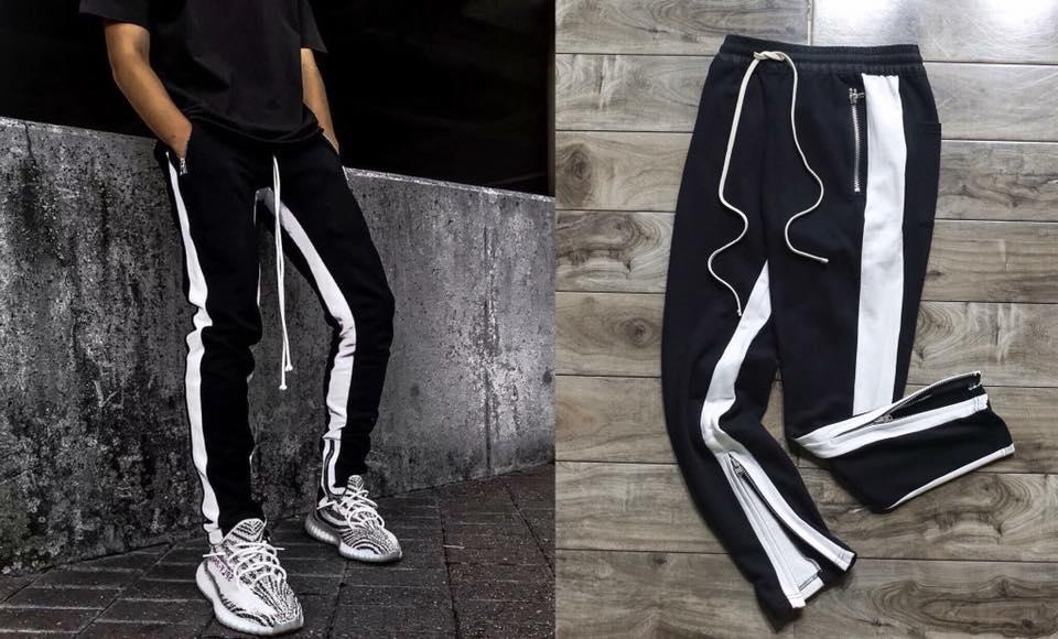 [HCM]Quần Track Pants Double Striped Zipper - Quần Zip khóa kéo dây dài 2 sọc trong ngoài Unisex