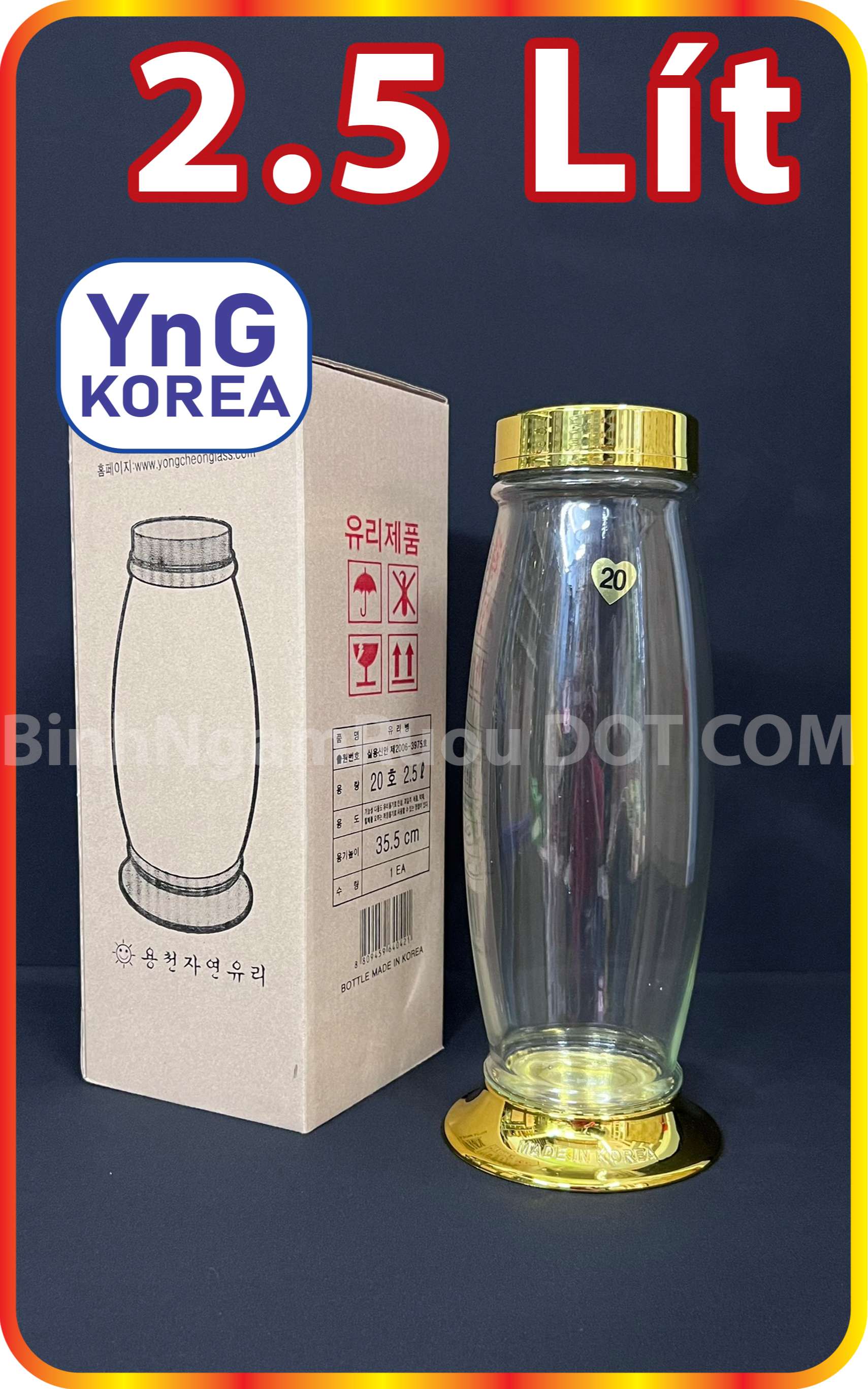 | GIÁ SIÊU RẺ [HCM] | Bình Thuỷ Tinh Hàn Quốc Yongcheon N.20 2,5 Lít | DÁNG BẦU GIỮA - SANG TRỌNG | Bình ngâm sâm, ngâm rượu đẳng cấp - GIÁ RẺ