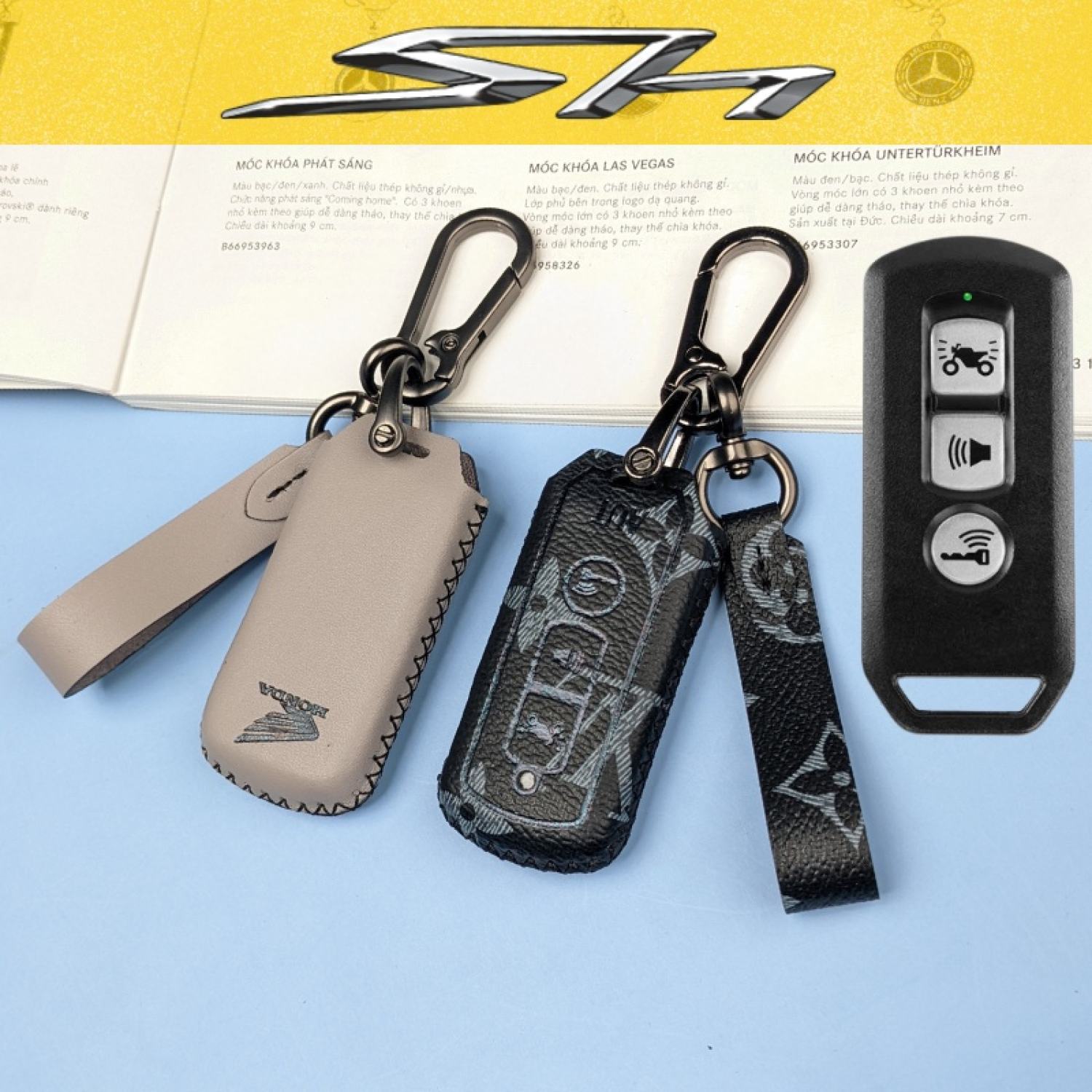 Bọc smartkey honda sh và sh mode PCX che phím bấm loại 3 nút bấm