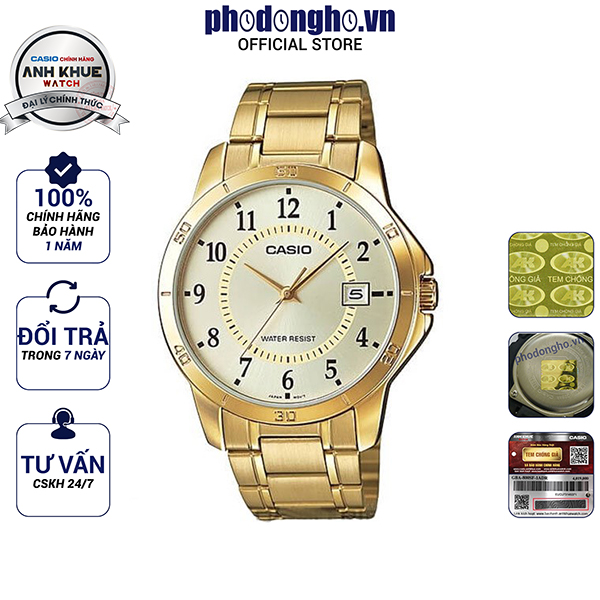 Đồng hồ nam dây kim loại Casio Anh Khuê MTP-V004G-9BUDF