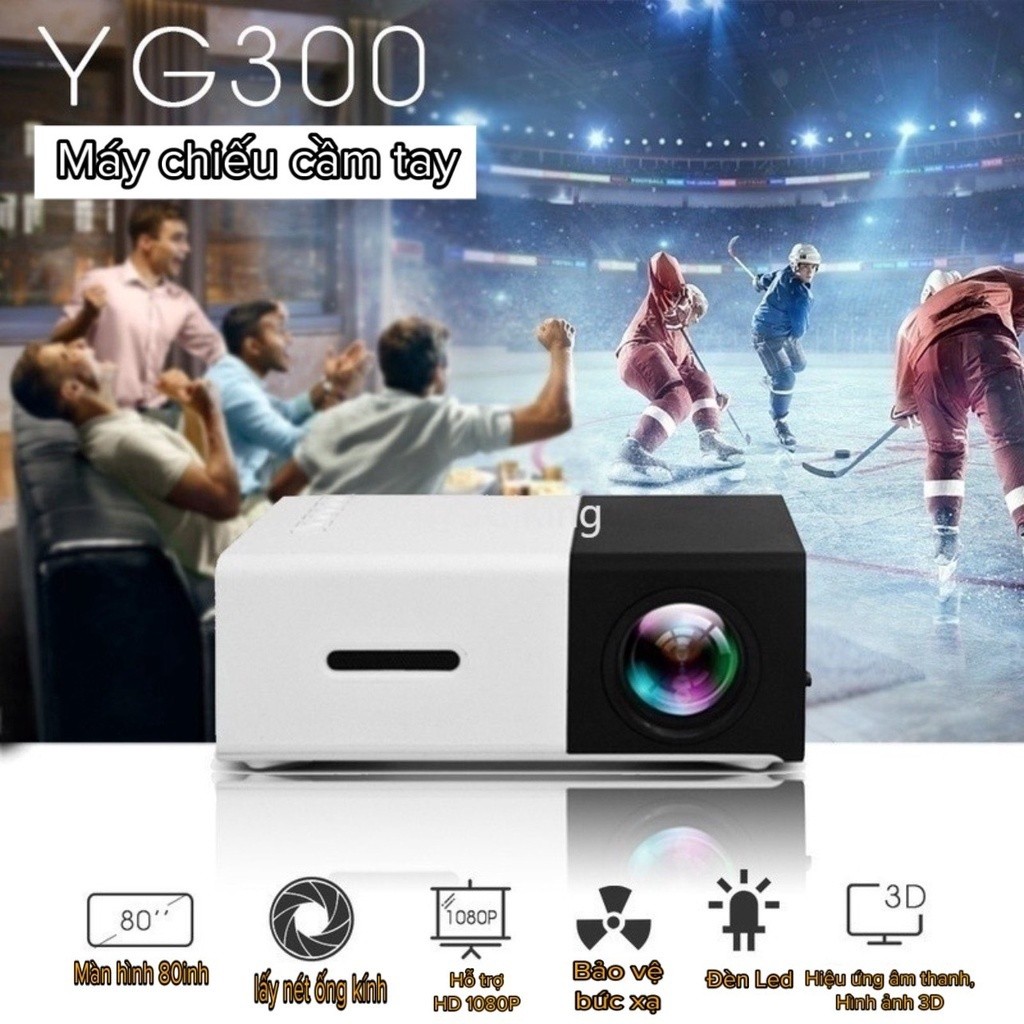 Yg300 Mini Projector – Full Hd 1080P, Supports Hdmi/Usb/Av, Connects to Phone, Compact and Convenient