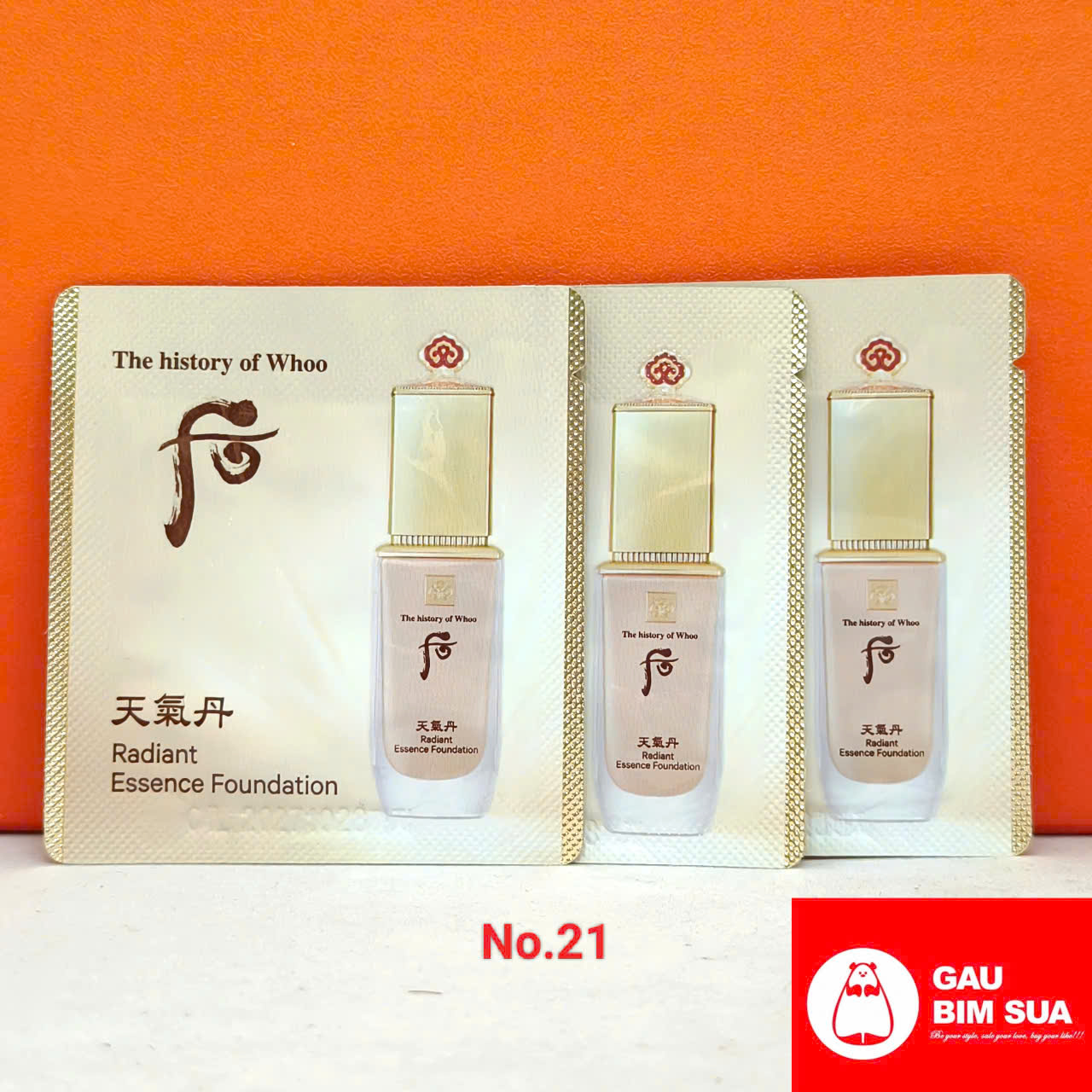 Whoo gói Kem Nền Whoo Radiant Essence Foundation căng bóng chống nắng dưỡng tái sinh da 1ml date 2027