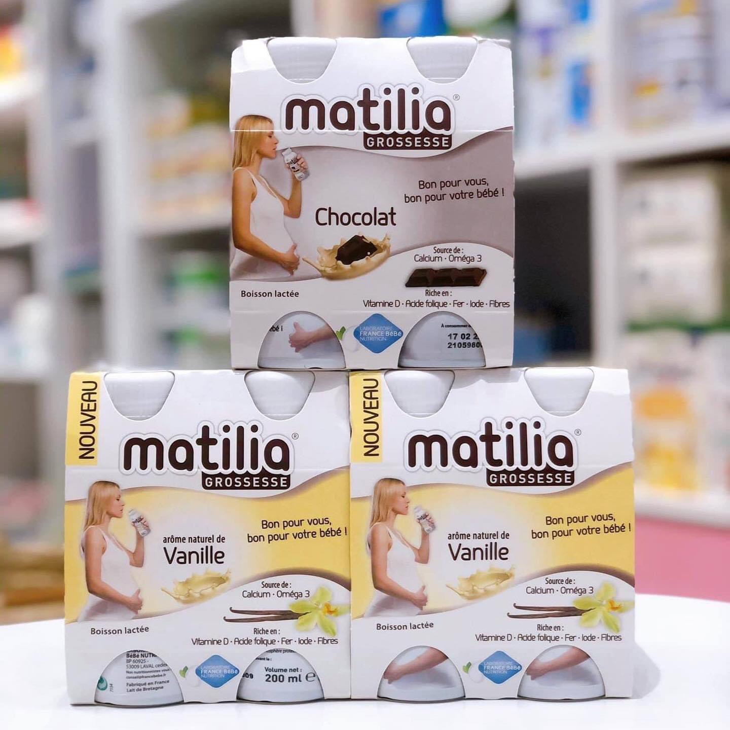 Lốc 4 chai sữa bầu Matilia Pháp 200ml