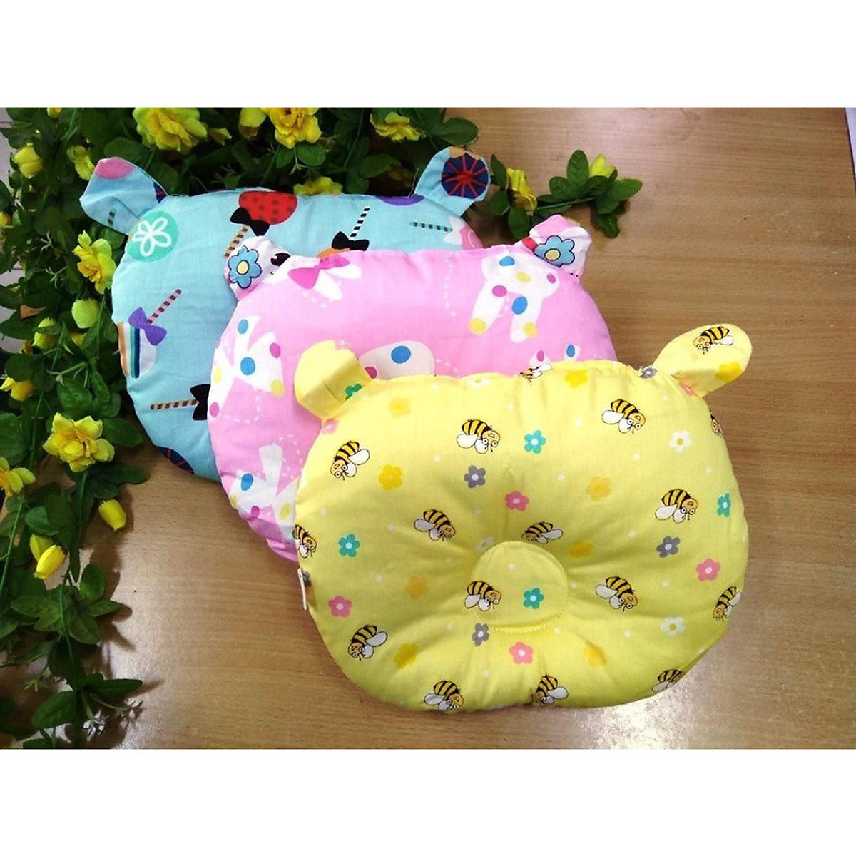 Gối Nằm Cotton  Gối Lõm Đáng Yêu Cho Bé Sơ Sinh - Set 02 Cái