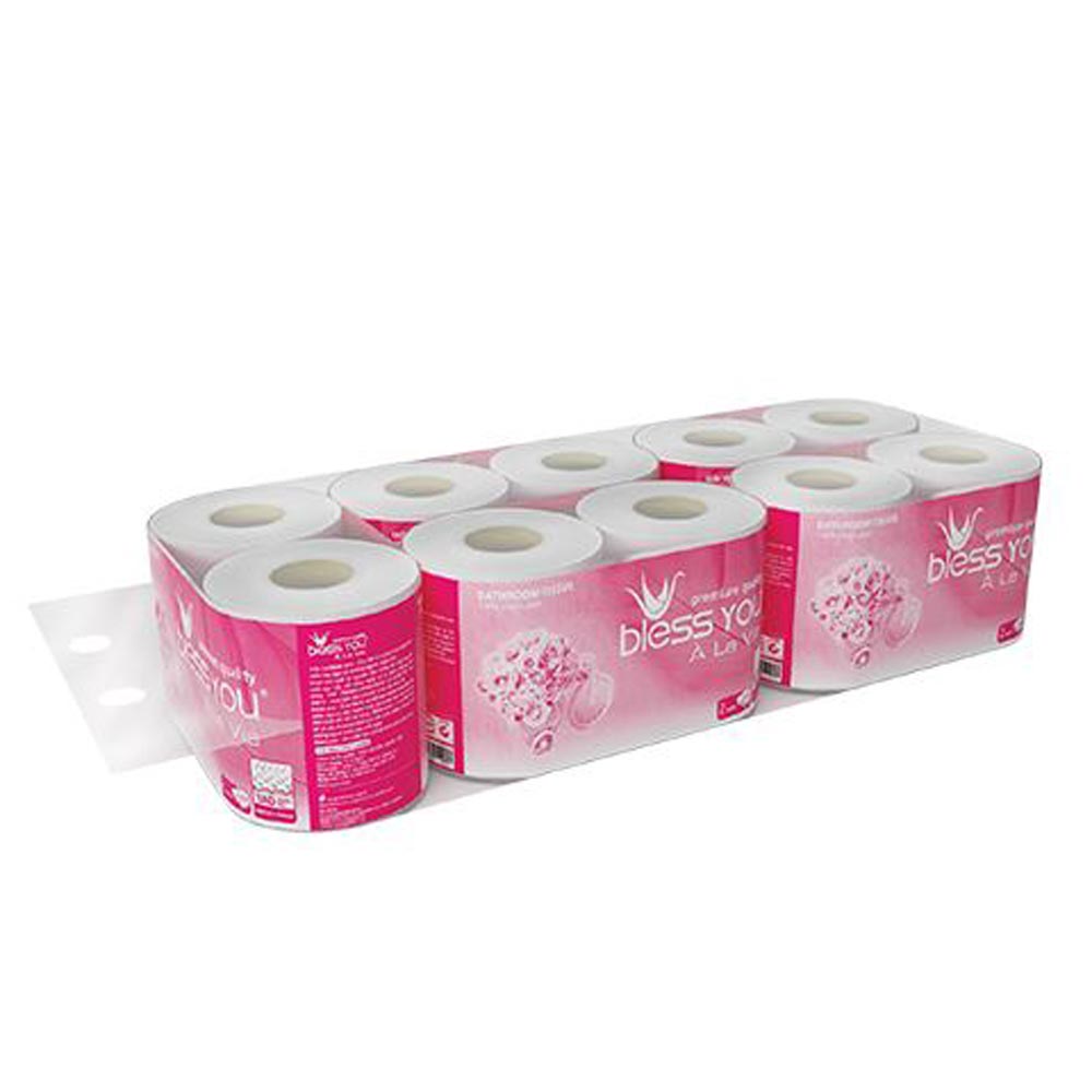 Giấy vệ sinh bless you cao cấp có lõi 2 lớp lốc 10 cuộn - không lõi 3 lớp silk