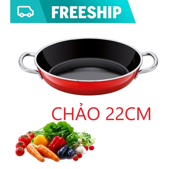 Chảo chống dính 2 quai 22cm có tay cầm siêu bền - chảo chống dính chiên xào loại tốt cao cấp