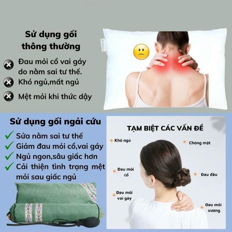 Gối thảo dược ngải cứu-gối sưởi ấm,chườm nóng,kê cổ gối đầu với hương thơm ngải cứu thư giãn giảm mệt mỏi