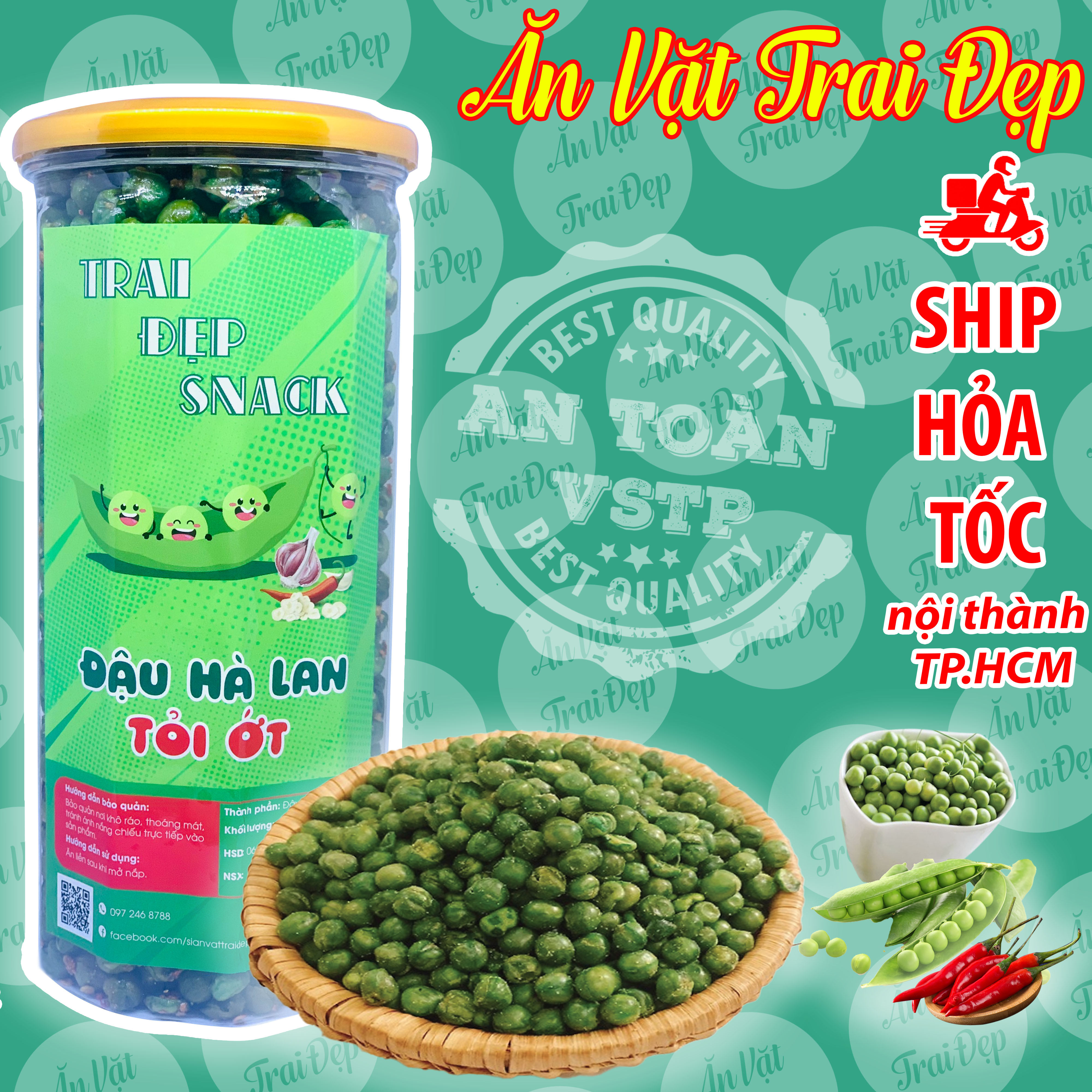 Đậu hà lan tỏi ớt trai đẹp 400g