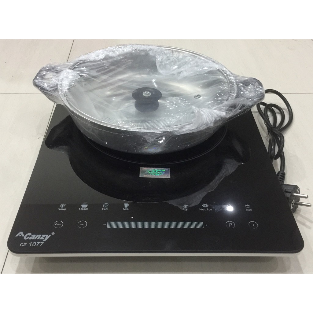 Bếp từ đơn canzy, cz-1077, bếp điện từ tiết kiệm điện năng, 2400w, tự động ngắt, mặt kính chịu lực chịu nhiệt tốt